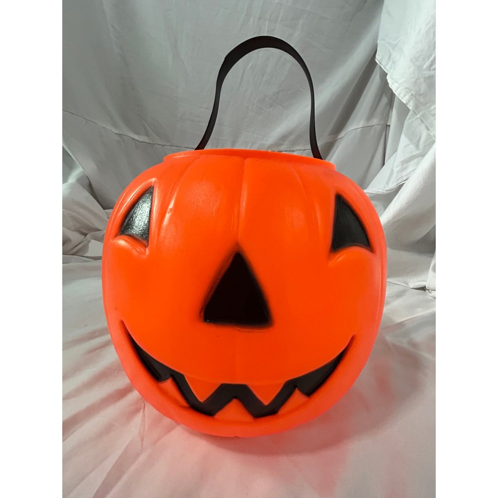 Vintage Empire Halloween Blow Mold Pumpkin Pail Jack-O-Lantern Bucket 023652#984